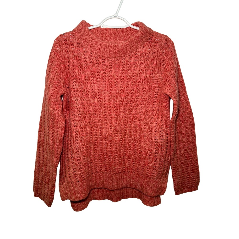 Field & Flower Orange‎ Knit Wool Sweater Mock Neck Pullover Womens Medium